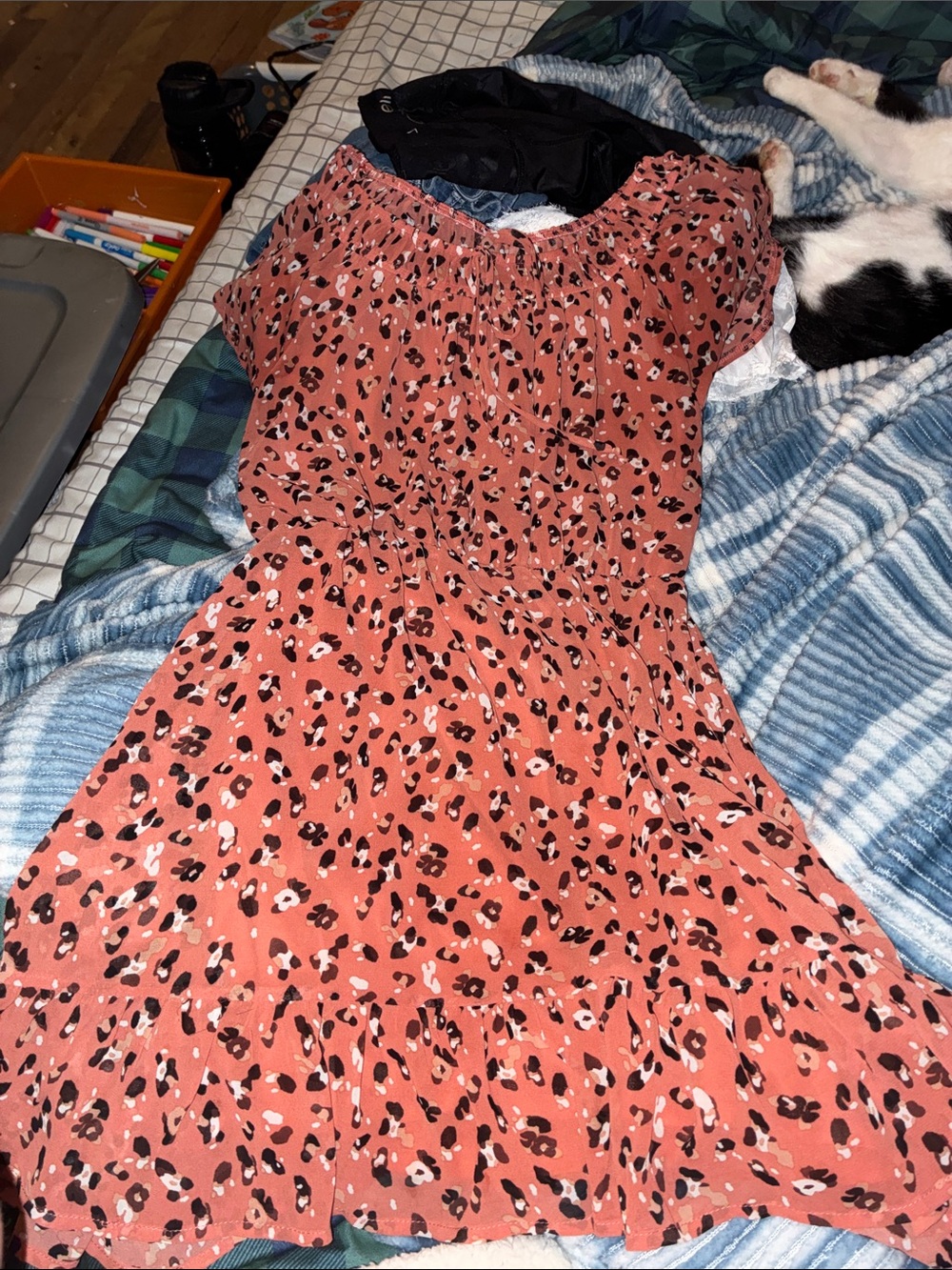 Rust Pink Floral Off-Shoulder Summer Dress